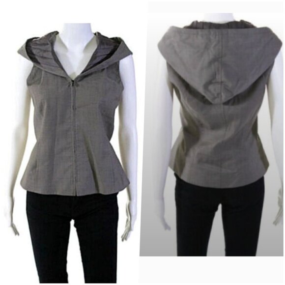 Lafayette148 Wool Hooded Vest Jacket Grey XS NWOT - Picture 1 of 8